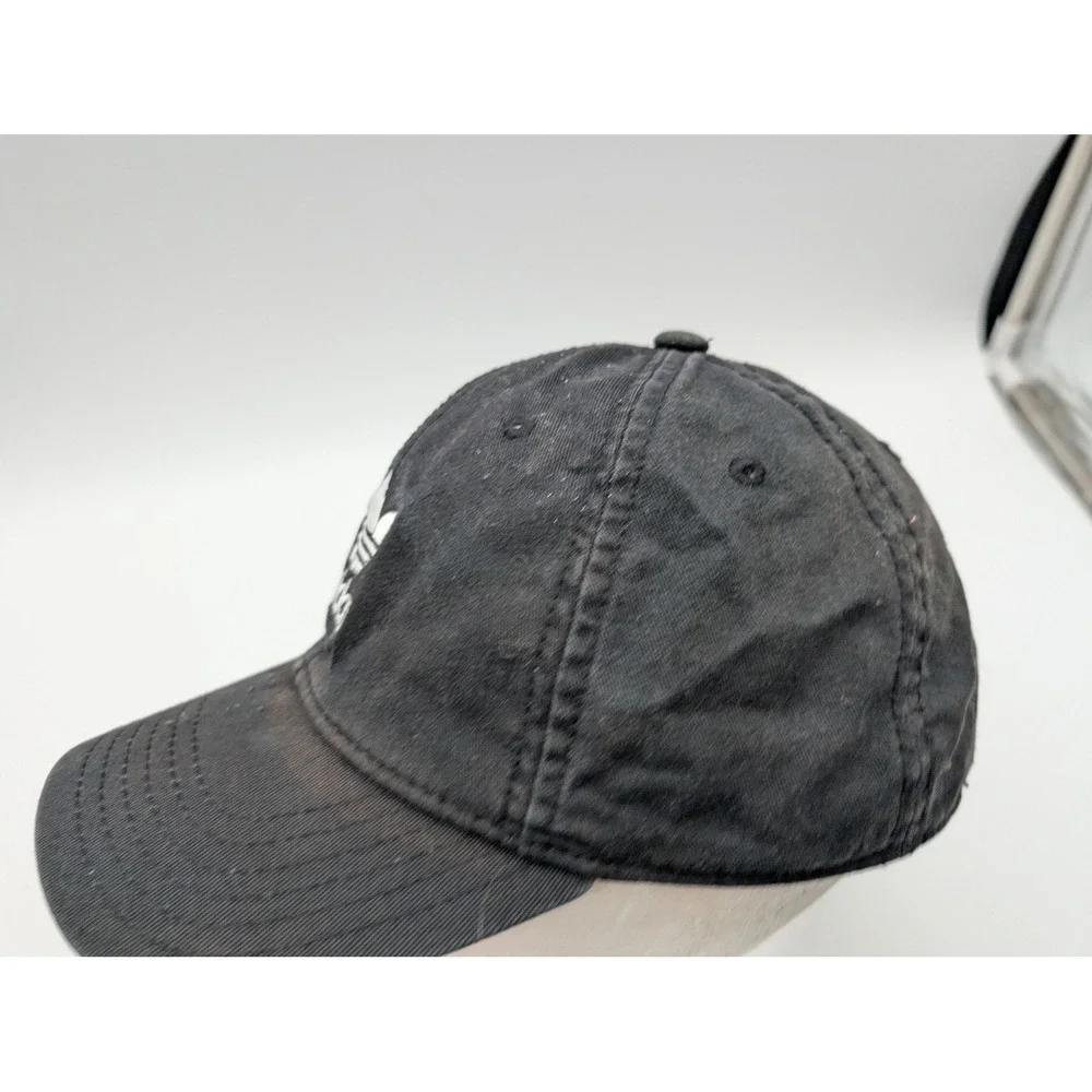 Adidas Originals Trefoil Baseball Cap Black Washed Cotton Adjustable Hat